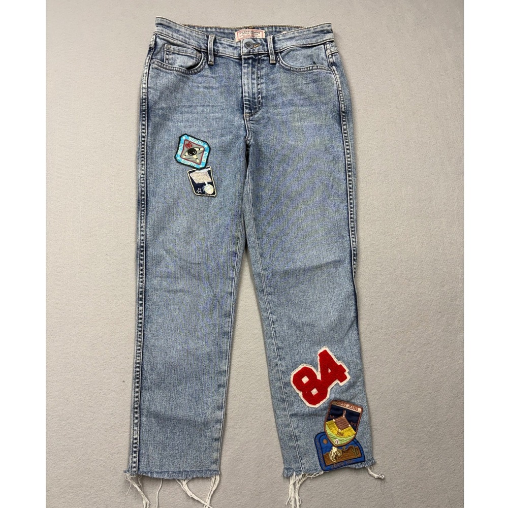 Guess Jeans Women 26 Straight Leg Patchwork Raw Hem Vintage Style W71AC4R2190